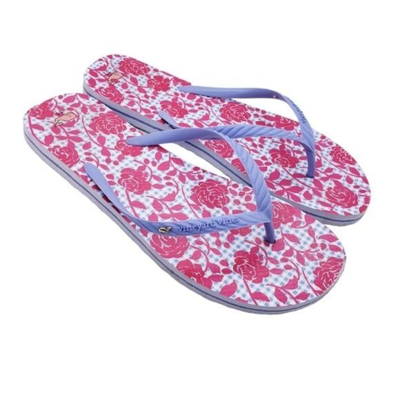 Vineyard Vines Shoes - Vineyard Vines Pink & Purple Slip On Flip Flop Thong Sandals Women's Size 11
